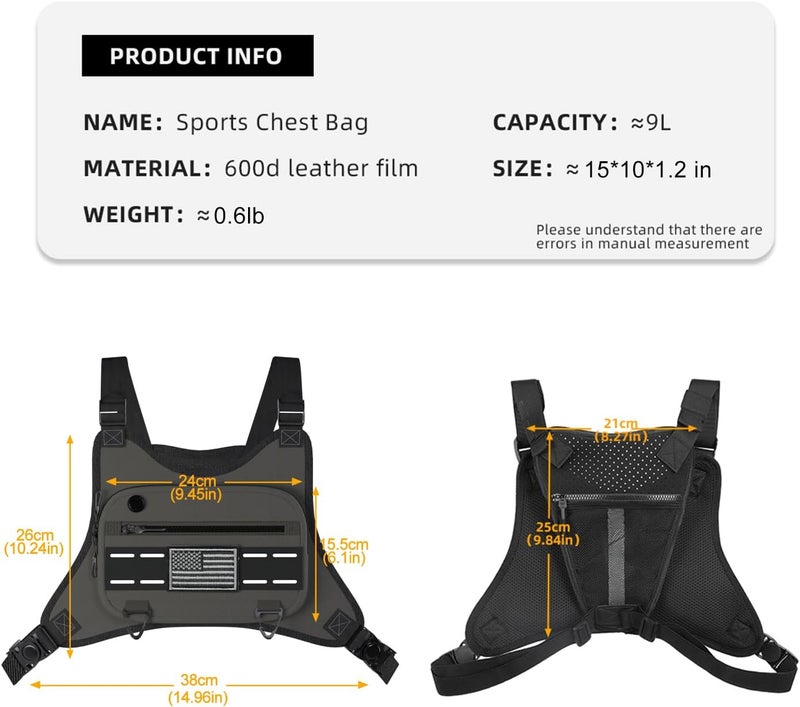 Dzanwo Sports Chest Bag For Men Women, Running Vest Bag With Built,Phone Holder For Workouts&Ski&Cycling&Hiking,Motorcycle Accessories - Image 5